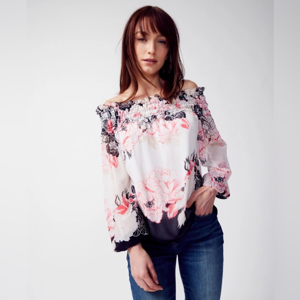 WHBM - Floral Print Off The Shoulder Top